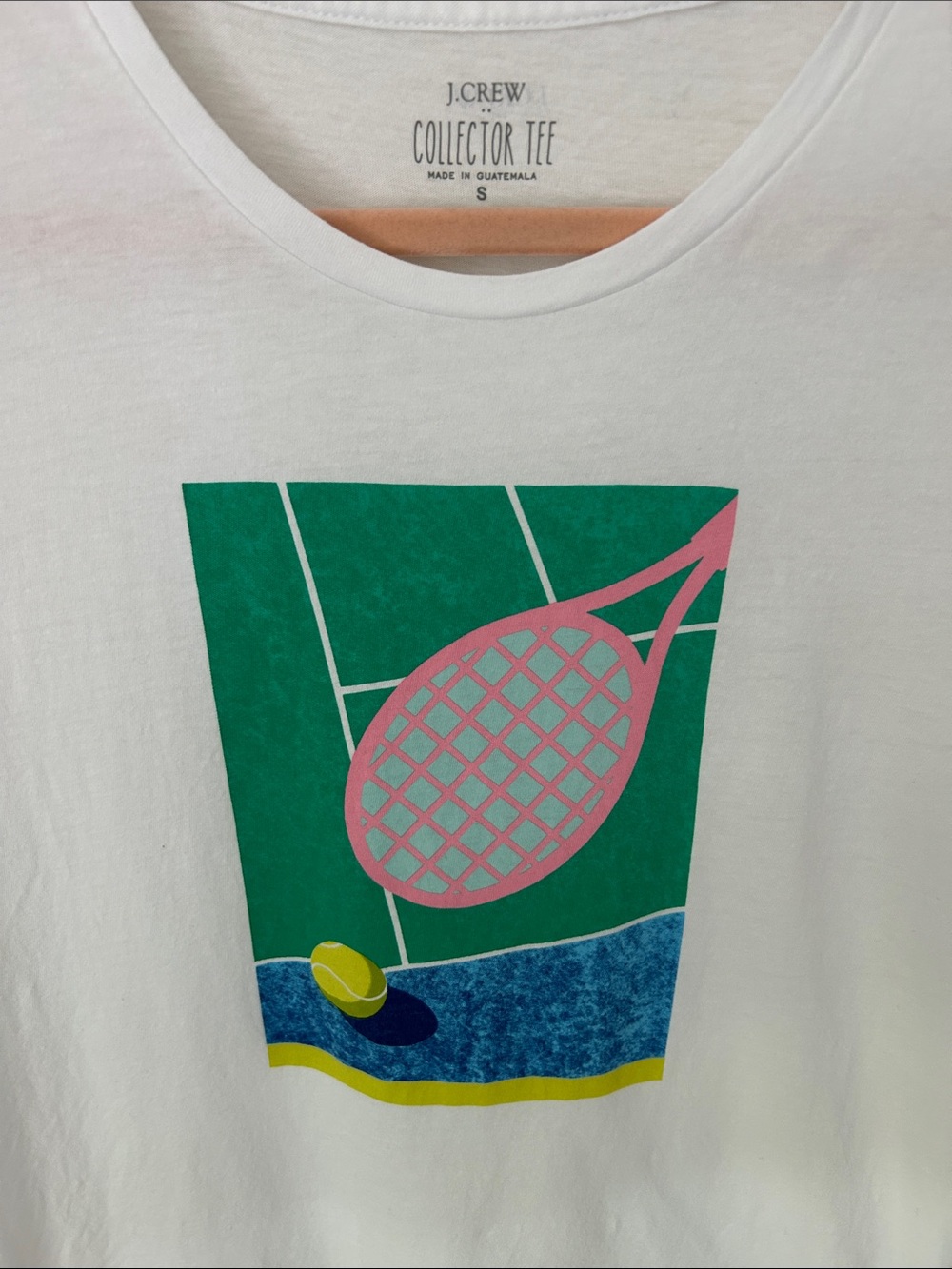 J.Crew collectors, white tee, tennis, graphic racquetball women’s small - Picture 2 of 6